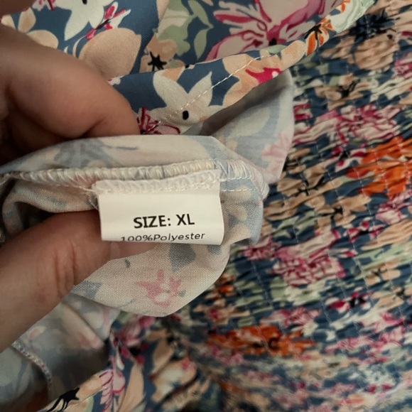 Festival Floral mini dress 🌸 Low V neck Empire waist XL - Picture 5 of 5